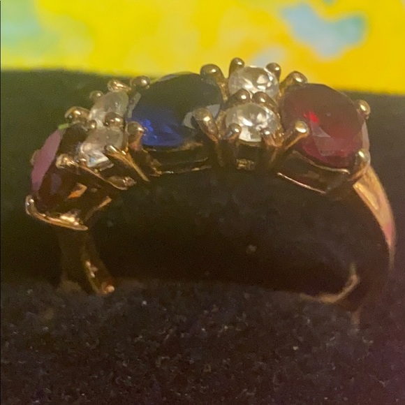 Gold tone Sterling 925🇺🇸ring 7stone Sz9+Puerto🇵🇷Rico 3-piece set+4.5”maracas set - Picture 5 of 17